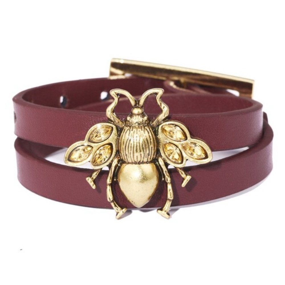 Pick one! NWT adjustable Queen Bee cubic zirconia Faux Leather wrap bracelet - Picture 3 of 4